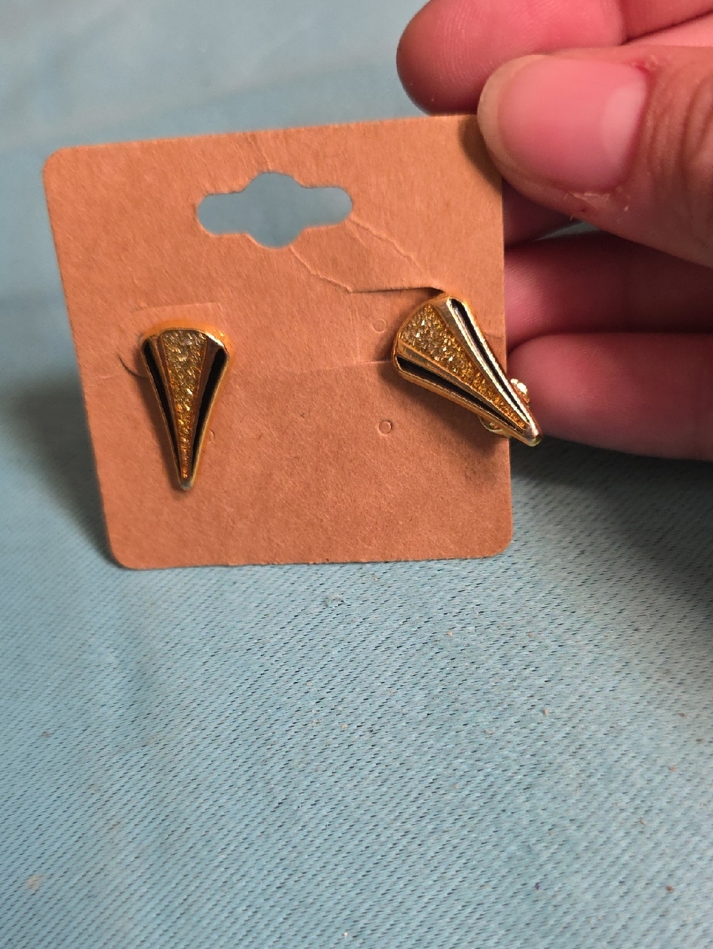 Gold Teardrop Fan Clip On Earrings